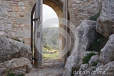 Medieval castle of Kritinia (Kastellos) built by the Knights of St John, Rhodes island, Greece Stock Photo