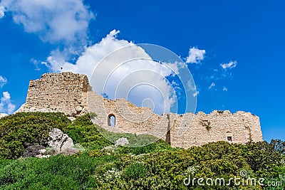 Medieval castle of Kritinia Kastellos, Rhodes island, Greece Stock Photo