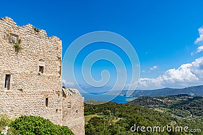 Medieval castle of Kritinia Kastellos, Rhodes island, Greece Stock Photo
