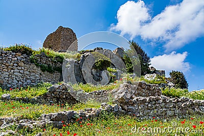 Medieval castle of Kritinia Kastellos, Rhodes island, Greece Stock Photo