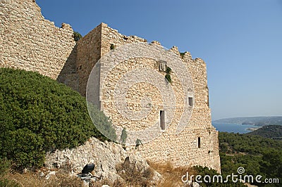 Medieval Castle of Kritinia in Rhodes Greece, Stock Photo