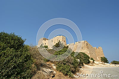 Medieval Castle of Kritinia in Rhodes Greece, Dodecanese Stock Photo