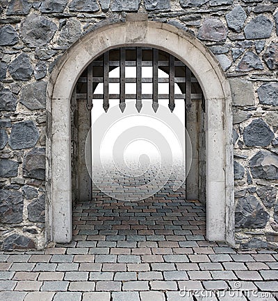 Medieval castle main enter Stock Photo