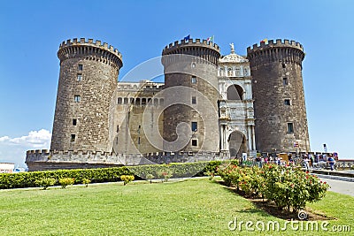 The medieval castle of Maschio Angioino or Castel Nuovo (New Castle), Naples Editorial Stock Photo