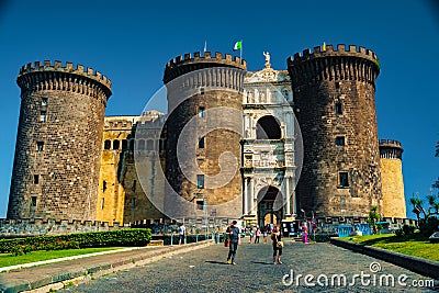 The medieval castle of Maschio Angioino Editorial Stock Photo