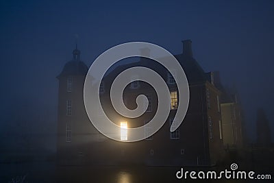 Medieval Castle By Night Stock Photo