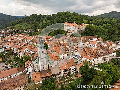 Medieval Castle in old town of Skofja Loka, Slovenia Stock Photo