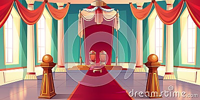 Medieval kings palace throne hall cartoon vector Vector Illustration