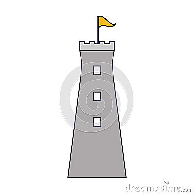 Medieval castle tower blue lines Vector Illustration