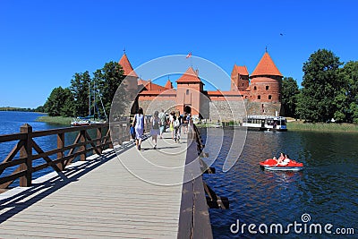 Medieval castle on Trakai Island on Lake Galve Editorial Stock Photo