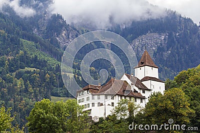 Medieval castle in Wimmis, Berne Oberland, Switzerland. Stock Photo