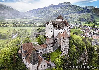 Medieval castles of Europe - impressive Gutenberg in Liechtenstein Stock Photo