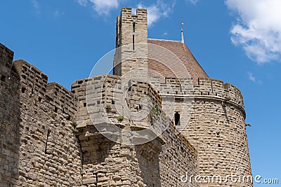 Medieval castles in France Carcassonne big fortress medieval Stock Photo