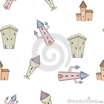 Medieval castles pattern, cartoon style Vector Illustration