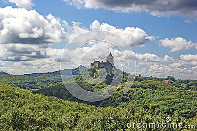 Medieval castles surrounded by green forests Stock Photo