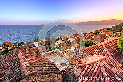 The medieval `castletown` of Monemvasia, often called `The Greek Gibraltar`, Lakonia, Peloponnese Stock Photo