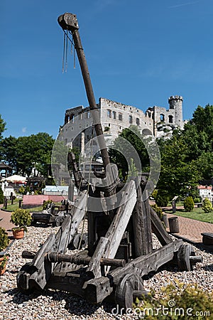 Medieval catapult made entirely of wood Editorial Stock Photo