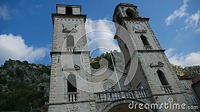 Medieval cathedral in center of Kotor Editorial Stock Photo