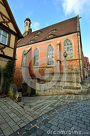 Medieval cathedral in Rotenburg on Tauber, Stock Photo