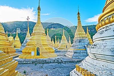 The medieval cemetery, Nget Pyaw Taw Paya, Pindaya, Myanmar Stock Photo