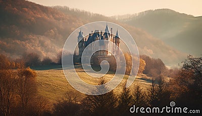 Medieval chapel in old forest, mysterious history generated by AI Stock Photo