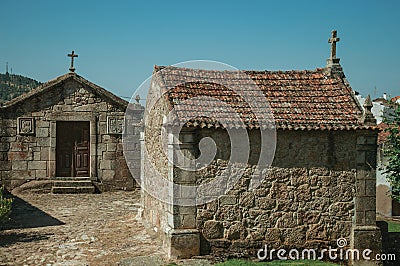 Medieval chapels of Saint Anthony and Calvary in Belmonte Stock Photo