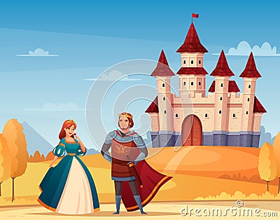 Medieval Characters Background Vector Illustration