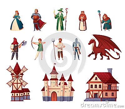 Medieval Characters Set Vector Illustration