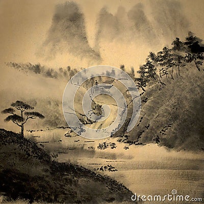 Medieval Chinese painting Stock Photo