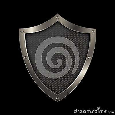 Medieval chrome shield. Stock Photo