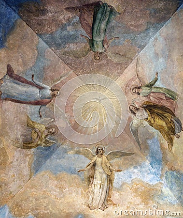 Medieval church ceiling painting Stock Photo