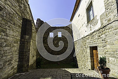 Medieval church of Saints Cornelio and Cipriano at Codiponte, Tuscany Stock Photo