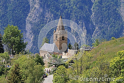 Medieval church of St FerrÃ©ol d`Huez, France Editorial Stock Photo