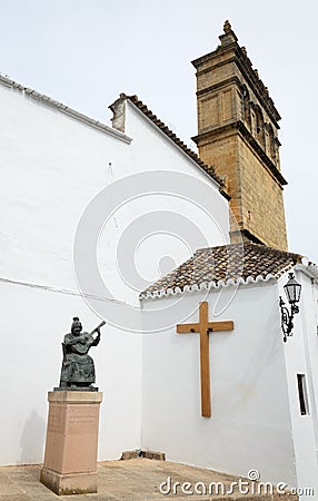 Medieval church of white town Ronda Stock Photo