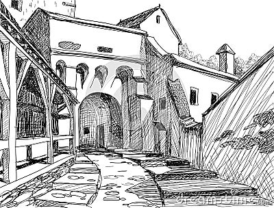 Medieval citadel sketch Vector Illustration