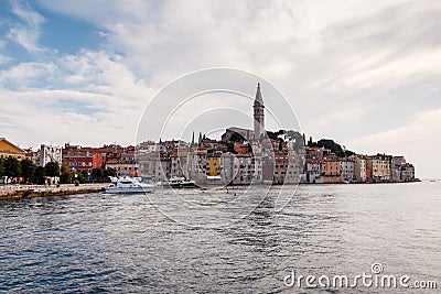 Medieval City of Rovinj and Saint Euphemia Cathedral Stock Photo