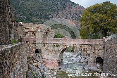 Medieval city of villefranche-de-conflent in the pyrenees mountains Editorial Stock Photo