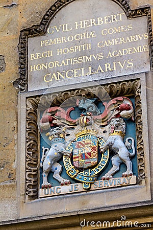 Medieval coat of arms in Bodleian library, Oxford Editorial Stock Photo