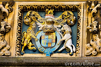 Medieval coat of arms in Bodleian library, Oxford Editorial Stock Photo