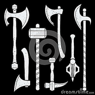 Medieval cold steel arms collection Vector Illustration