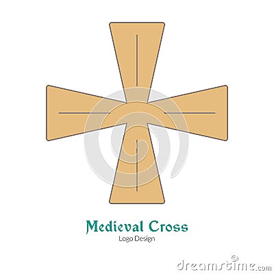 Medieval colorful logo emblem template, flat style Vector Illustration