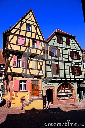 Medieval colorful town of Riquewihr, Alsace Editorial Stock Photo