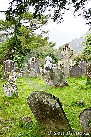 Medieval County Graveyard, Glendalough, county Wicklow, Ireland Stock Photo