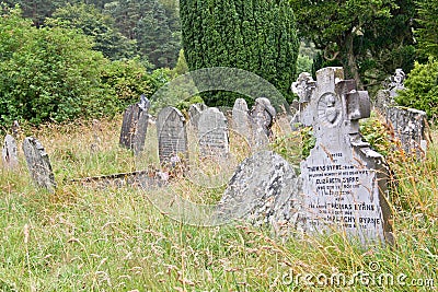 Medieval County Graveyard, Glendalough, county Wicklow, Ireland Editorial Stock Photo