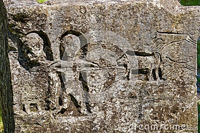 Medieval Croatian Stecak Tombstones in Bihac City Park Editorial Stock Photo