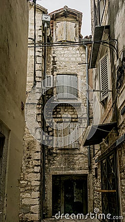 Medieval Croatian Street in Split Stock Photo