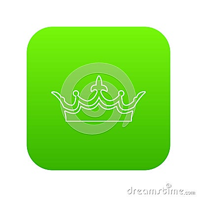 Medieval crown icon green vector Vector Illustration
