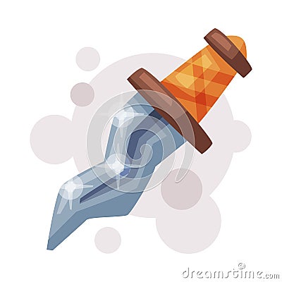 Medieval Dagger, Occult Magic Object for Mystic Ritual Cartoon Style Vector on White Background Vector Illustration