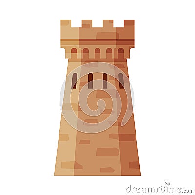 Medieval Donjon Tower, Part of Ancient Fortress or Castle Vector Illustration Vector Illustration