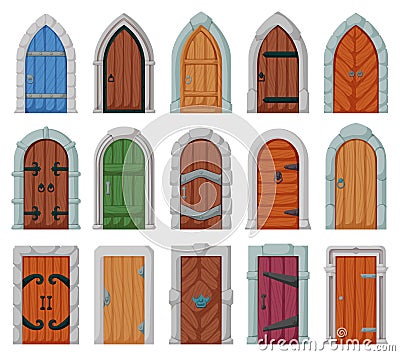 Medieval door vector cartoon set icon. Vector illustration castle doors on white background. Isolated cartoon set icon Vector Illustration
